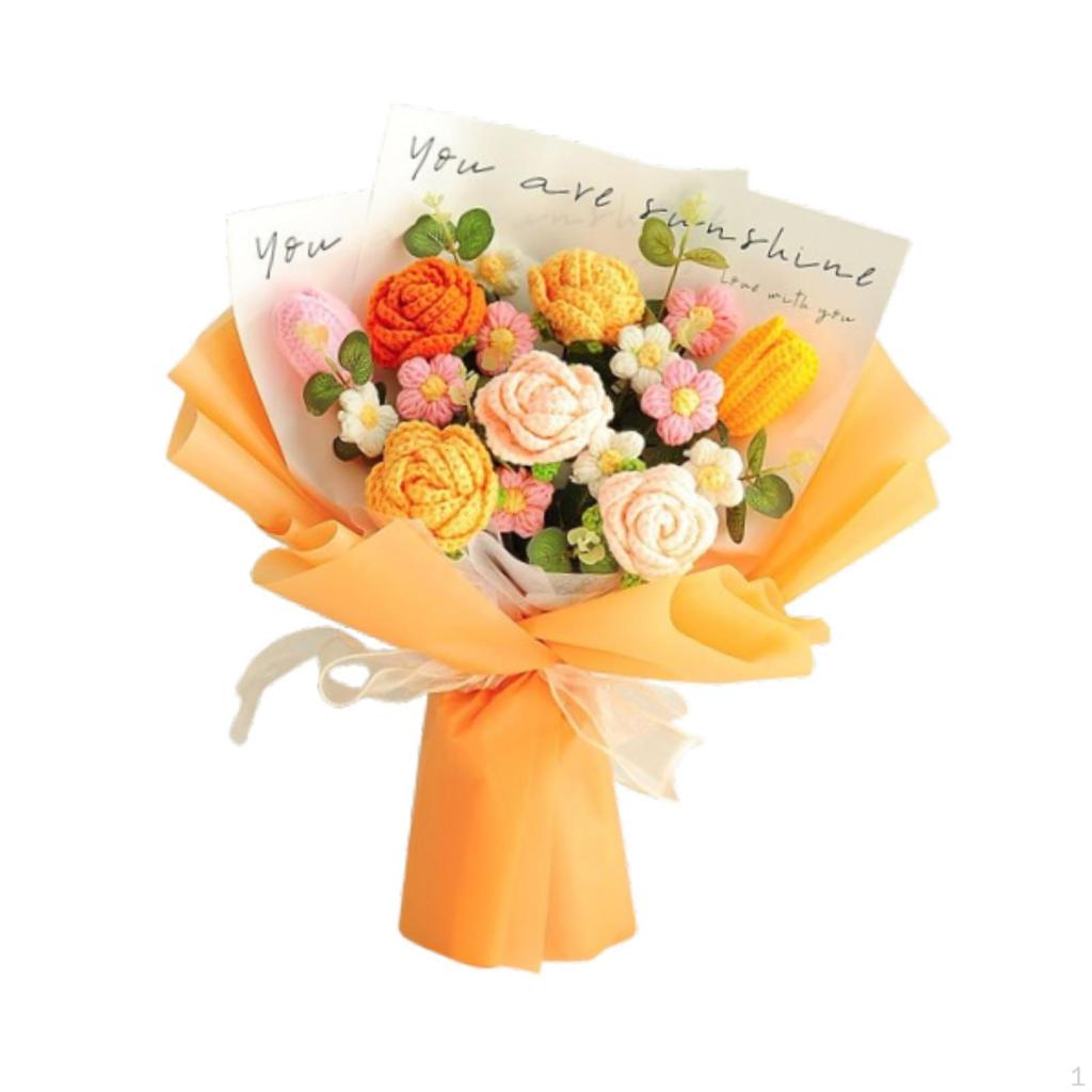 Artificial Crochet Flowers Gift Completed Flower for Mom Bride Decoration Handmade