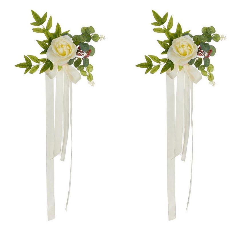 Wedding Chair Back Flower Decor Rose Bouquet For Outdoor Ceremony Car Mirror Decorations Bridal Corridor Hotel Aisle Floral Arrangement Fashion