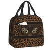 Benutzerdefinierte Leopardenmuster Tragbare Lunchboxen Damen Auslaufsicher Tierfellmuster Kühlbox Thermische Lebensmittelisolierte Lunchtasche Schüler