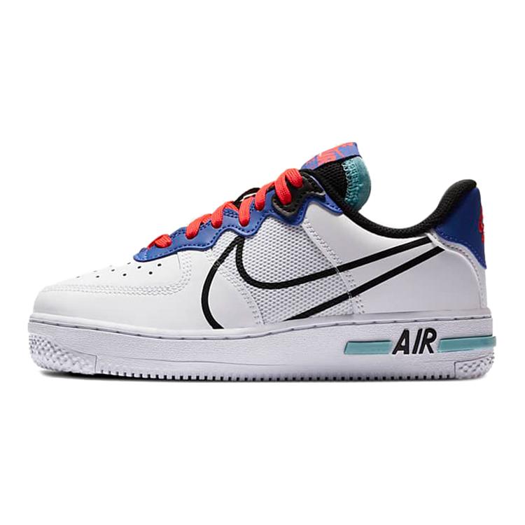 New Nike Air Force 1 React White Astronomy Blue Laser Crimson GS CD6960-101