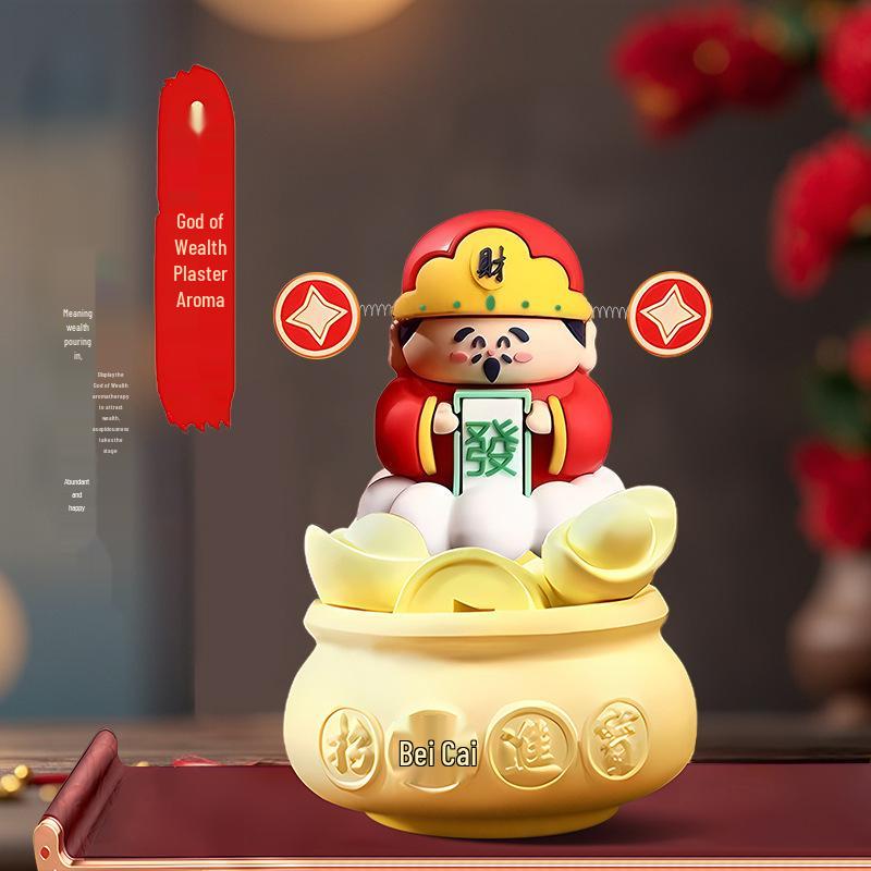 New Year Lucky Cat Plaster Aroma Diffuser - God of Wealth Figurine Fragrance Gift