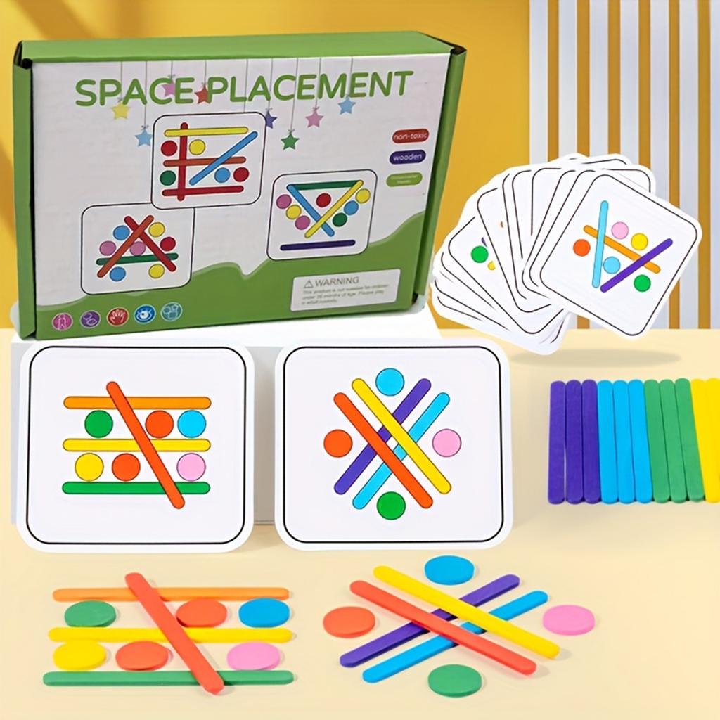 Wooden Colorful Stick Toys Stimulate Children's Image And Color Discrimination Ability Through Interesting Puzzle Games.