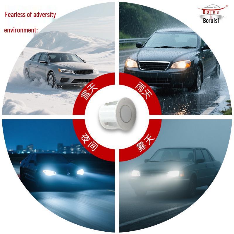 Boruisi Crescent LED Reversing Radar with Beeping Sound and 8 Sensors