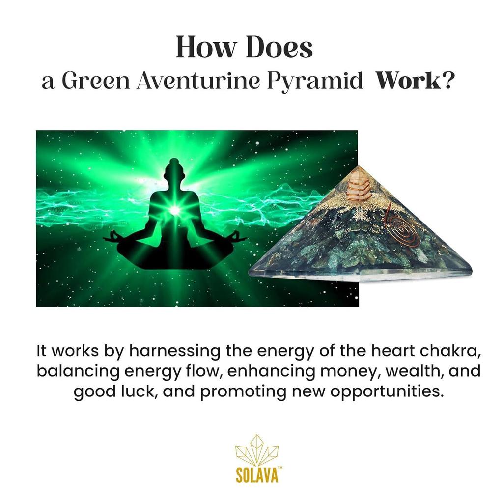 Original Green Aventurine Pyramid - Certified Natural Green Stone Pyramid for Money, Prosperity, Wealth, Abundance, Protection from Negative Energies