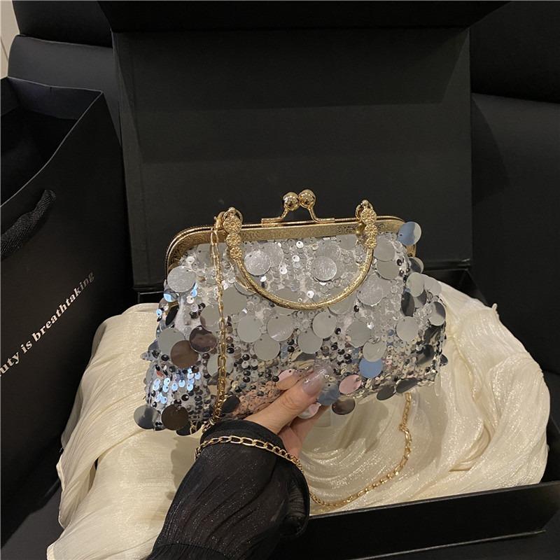 Sequined Handbag Bag Women's Spring Summer New Fashion Shiny Chain Dinner Shoulder Messenger Bag Banquet Bag
