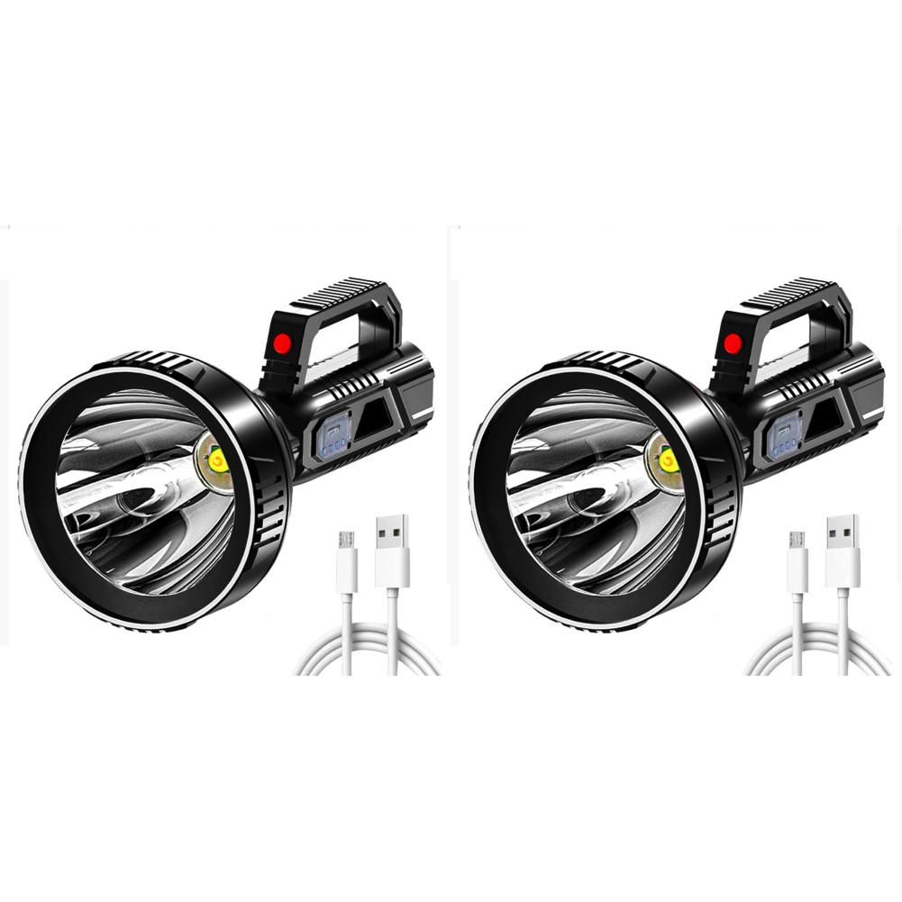 3 Modes Flashlight Portable Handheld Spotlight USB Rechargeable Life Waterproof for Hiking Fishing Emergency LED Camping Lamp