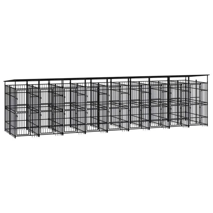 VidaXL Chenil d'Extérieur avec Toit pour Chiens Acier 16,59 m² Cage Enclos 3097954