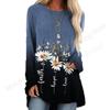 Spring and Autumn Round Neck Small Daisy Flower Pattern 3D Printed Top Fashionable Casual Long Sleeved Women's T-shirts