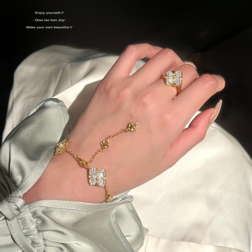 [Boss Joe Joy] High-end goods! Buchi four-leaf clover necklace, bracelet, Fritillary ring, light luxury texture