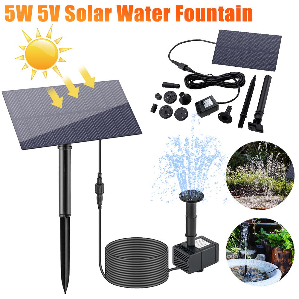 5W 5V Solar Panel Water Pump Garden Decoration with Stake Solar Panel Fountain Watering System Energy Saving Kits for Fish Tank