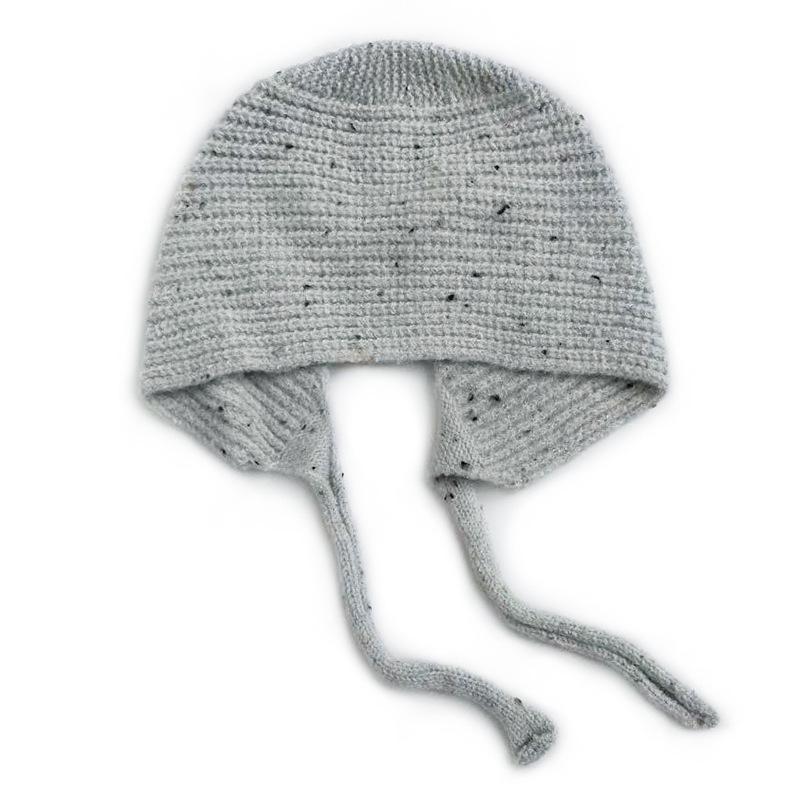 Cat Brother Kids' Polka Dot Lace-up Knit Hat with Ear Protection - Autumn/Winter Fashion for Boys and Girls
