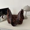 Fashi Cow Print Corduroy Shoulder Bags for Women Large Capacity Multi-Pocket Ladies Messenger Bag Simple Casual Handbags Tote