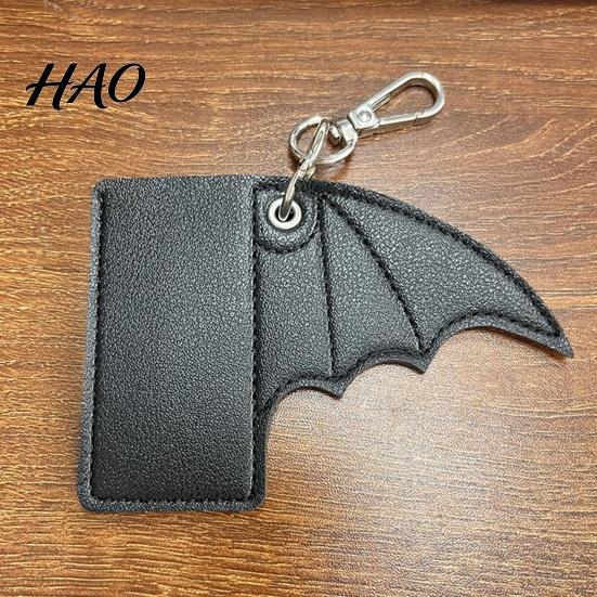 Waterproof Igniter Cover Gothic Bat Case Keychain, Punk Faux Leather Holder, Portable Sleeve Pouch for Backpack Pendant Halloween Keychain
