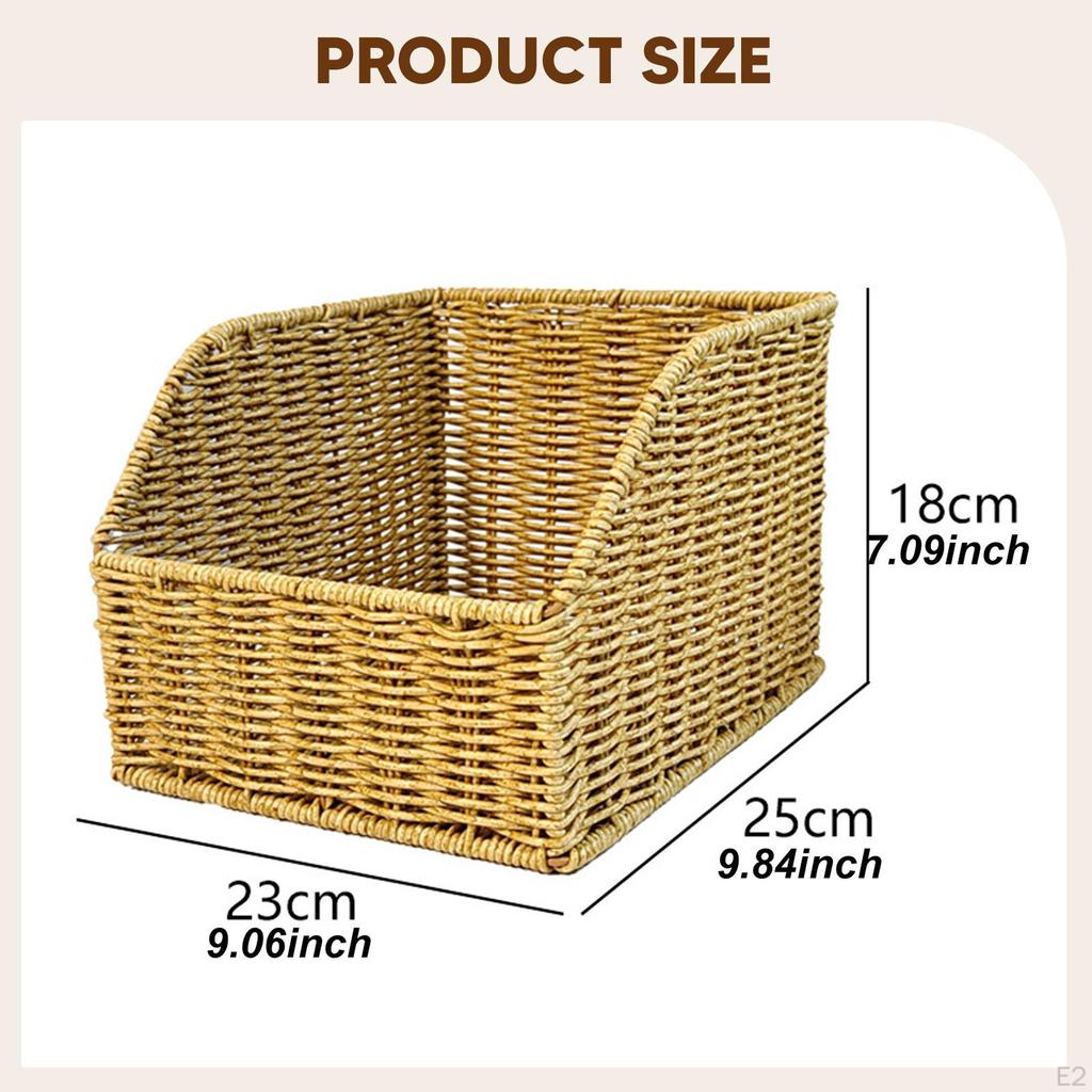 Imitation Rattan Storage Basket Vanity Tray Snack Container Household Bin Desktop Organizer