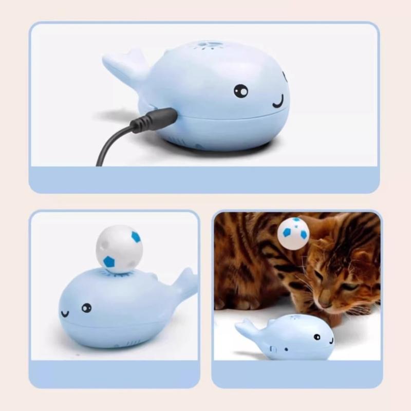 Electric Floating Ball Cats Toy In Whale Shape with USB Power and Fan, Soccer Ball