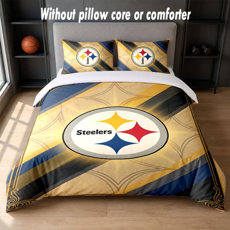Pittsburgh Steelers Design Bed Bedding Set 1 Duvet Cover + 2 Pillowcases Soft Breathable Household Bed Linens