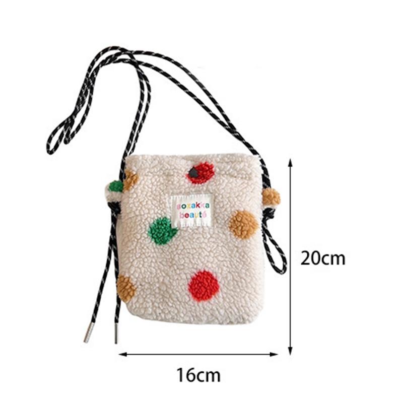 Neue Plüsch-Punkt-Umhängetaschen für Frauen Niedliche rosa Schultertasche Handtasche Geldbörsen Tragbare Handytasche CLE