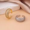 Adjustable Open Ring: Gold-Plated Copper with Zircon Inlay - European & American Style
