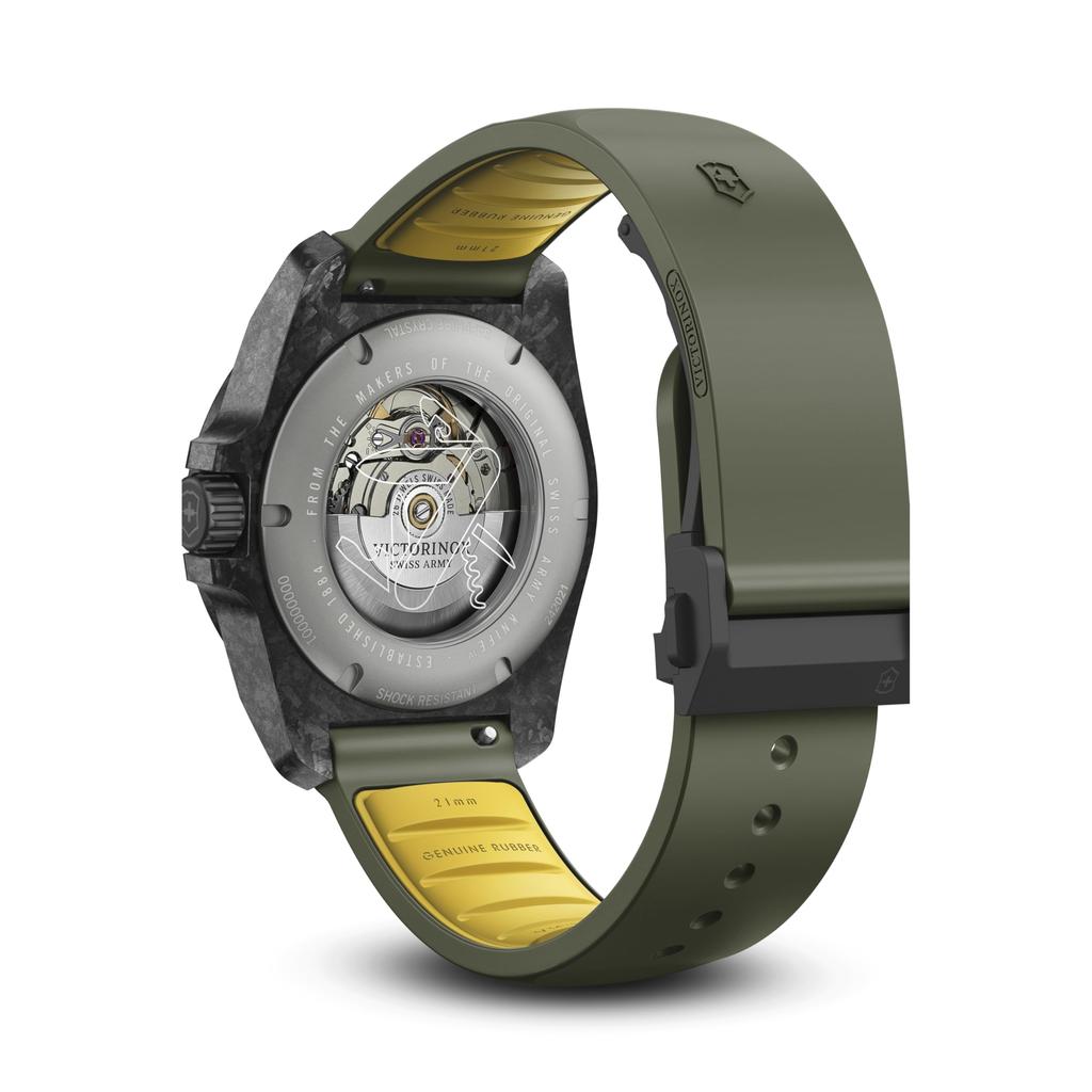 VICTORINOX Automatikuhr Analog Wasserdicht Automatik Grünes Zifferblatt Grünes Kautschukband Carbon-Komposit-Gehäuse Set Armbandwechsel 5 Jahre Garantie Marke