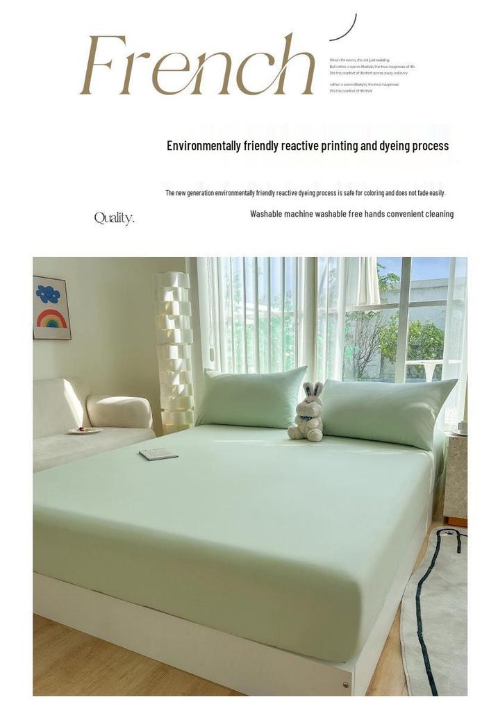 60s Class A Solid Color Washed Cotton Fitted Sheet - Mother and Baby Grade, Thickened for Summer