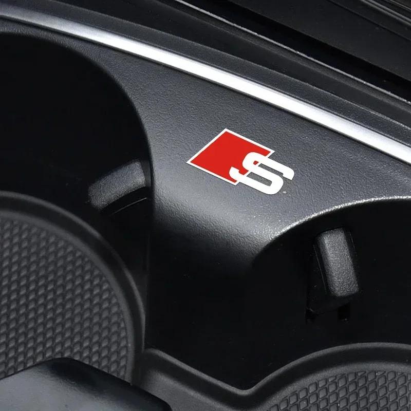 Car logo Interior Sticker Central control Decals Emblem Badge for q2 sline A1 A3 A4 A5 A6 A7 Q3 Q5 Q7 RS3 RS4 RS5 S3 S4 S5 S7