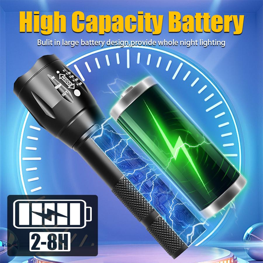 USB Rechargeable Flashlight with Dual Light Sources, White Light 395nm Ultraviolet Light Outdoor Camping Fishing Torch Lantern