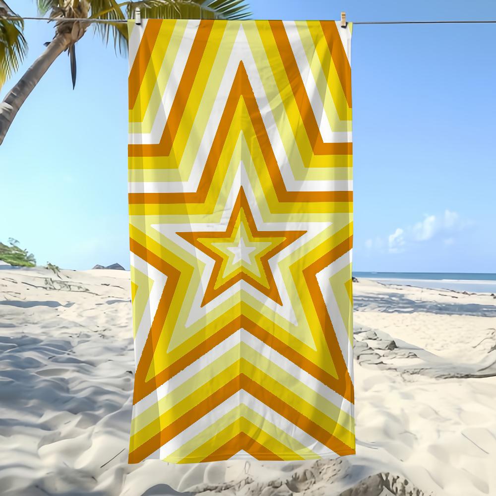 Towel Textile Bathrobe Beach Five-pointed Quick-Drying Lightweight Portable Camping Stars Concentric Swim Colorful Pool Travel