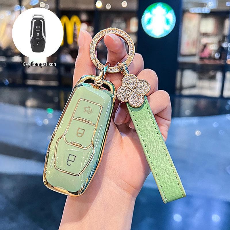 Key Cover for Ford Edge 15-17, Mondeo, Kuga, Focus - Stylish Car Key Shell for Women