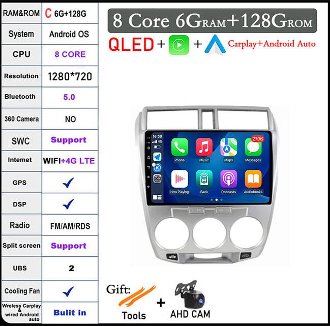 9 Lnch For Honda City 2008 -2013 Car Radio Multimedia Video Player Navigation GPS Head Unit BT