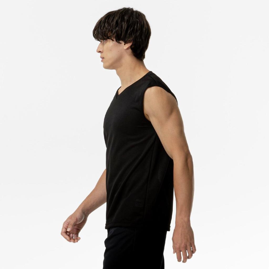 Soccer Wear Sleeveless Tank Top, Sports Undershirt, Moisture-Wicking, Quick-Drying, Unisex, Black, Size L (P2MAC050)