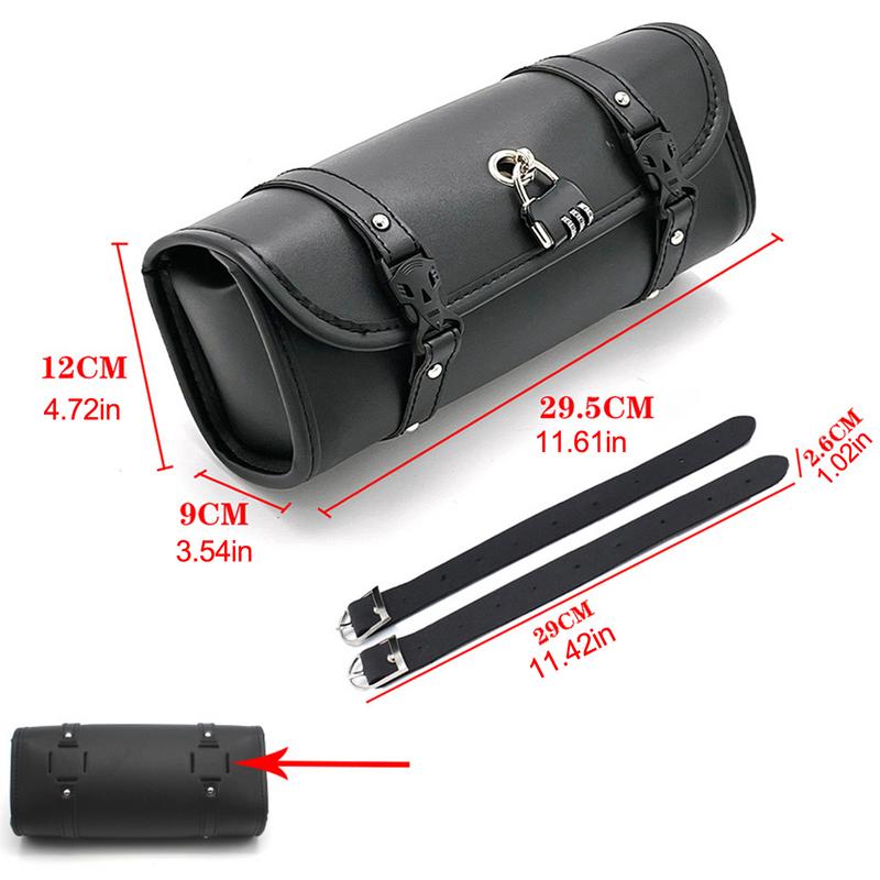 Motorrad Lenkertasche Motorrad Gabel Lenkertasche Mit Schloss Wasserdicht PU Leder Cool Retro Satteltasche Für Motorrad