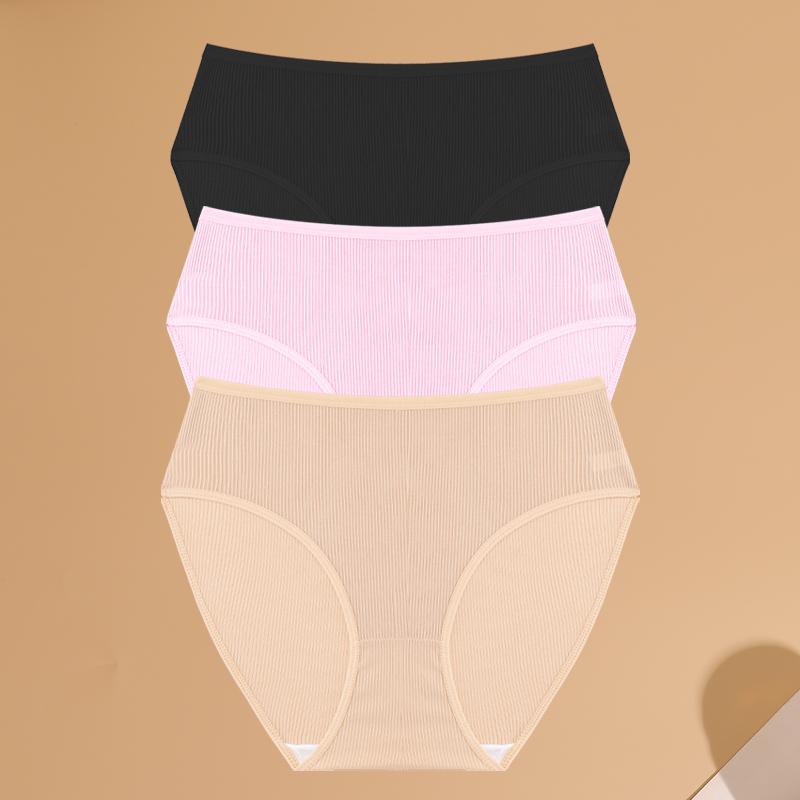 

FINETOO 3 шт. женские трусы со средней посадкой, сексуальное дышащее нижнее белье, высокие эластичные спортивные трусики для девочек, удобное однотонное нижнее белье M&3pcs