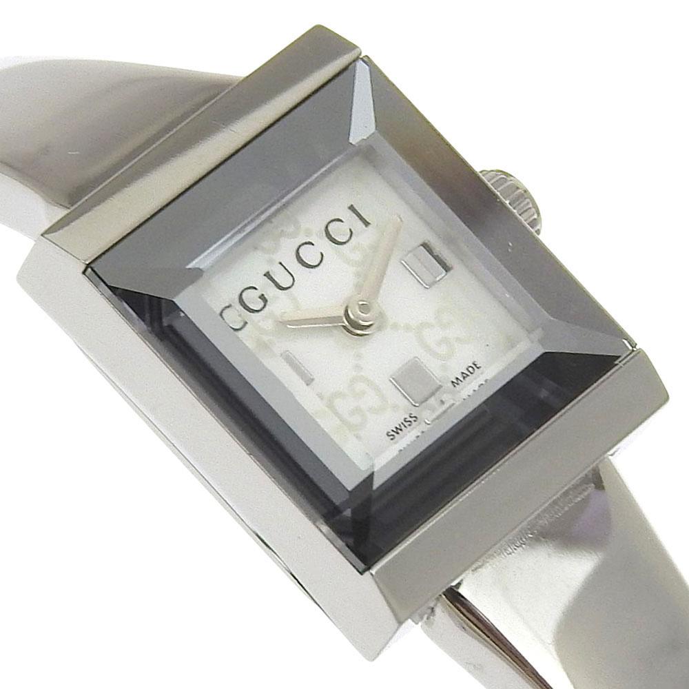 GUCCI G frame Watches YA128.5 White shellDial Stainless Steel Quartz Analog display Women Used