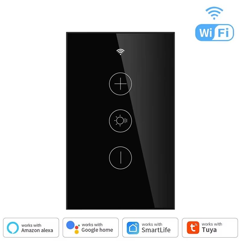 Tuya WiFi Smart Dimmer Switch EU/US Wall Touch Light Switch with Neutral Wire, Smart Life APP Remote and Voice Control for Alexa Google Home