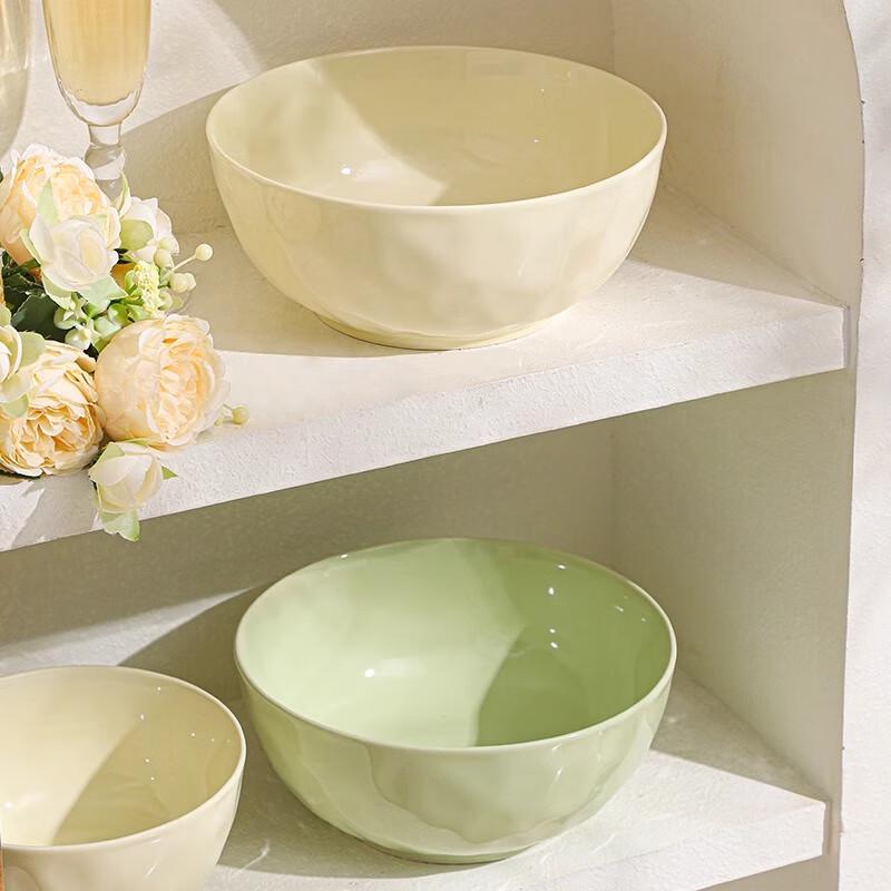 Cream Style Ceramic Noodle Bowl Set