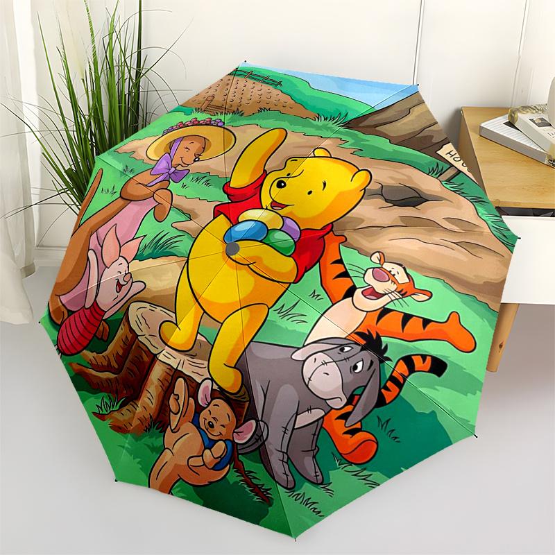 

Winnie and friends Themed Travel Umbrella-8 Ribs Automatic Opening and Closing, Portable Folding Design, Compact and Stylish Umbrella