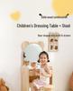 Korean Princess Solid Wood Children's Dressing Table and Stool Set for Girls' Room