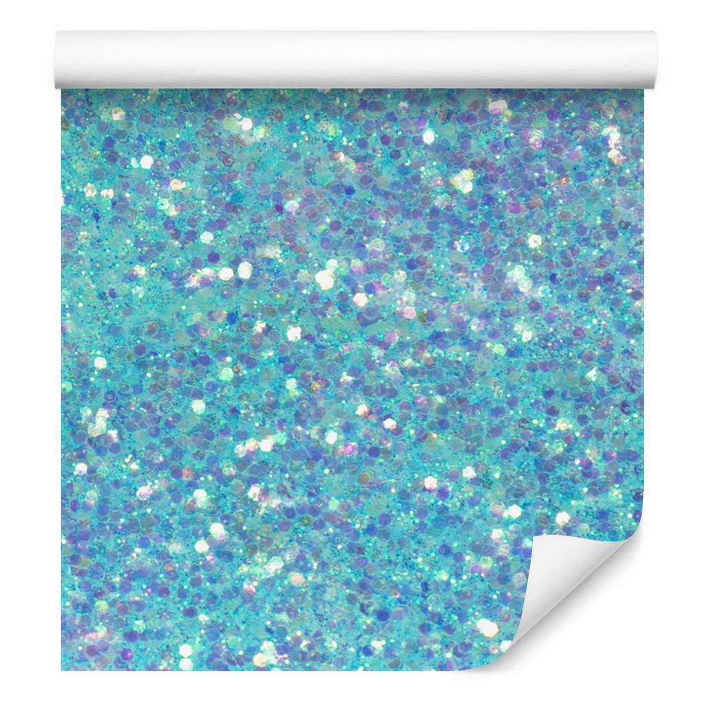 Turquoise, blue and celadon glitter wallpaper for living room and bedroom 50x1000