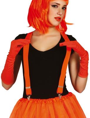 Neon Orange 80s Disco Suspenders Costume