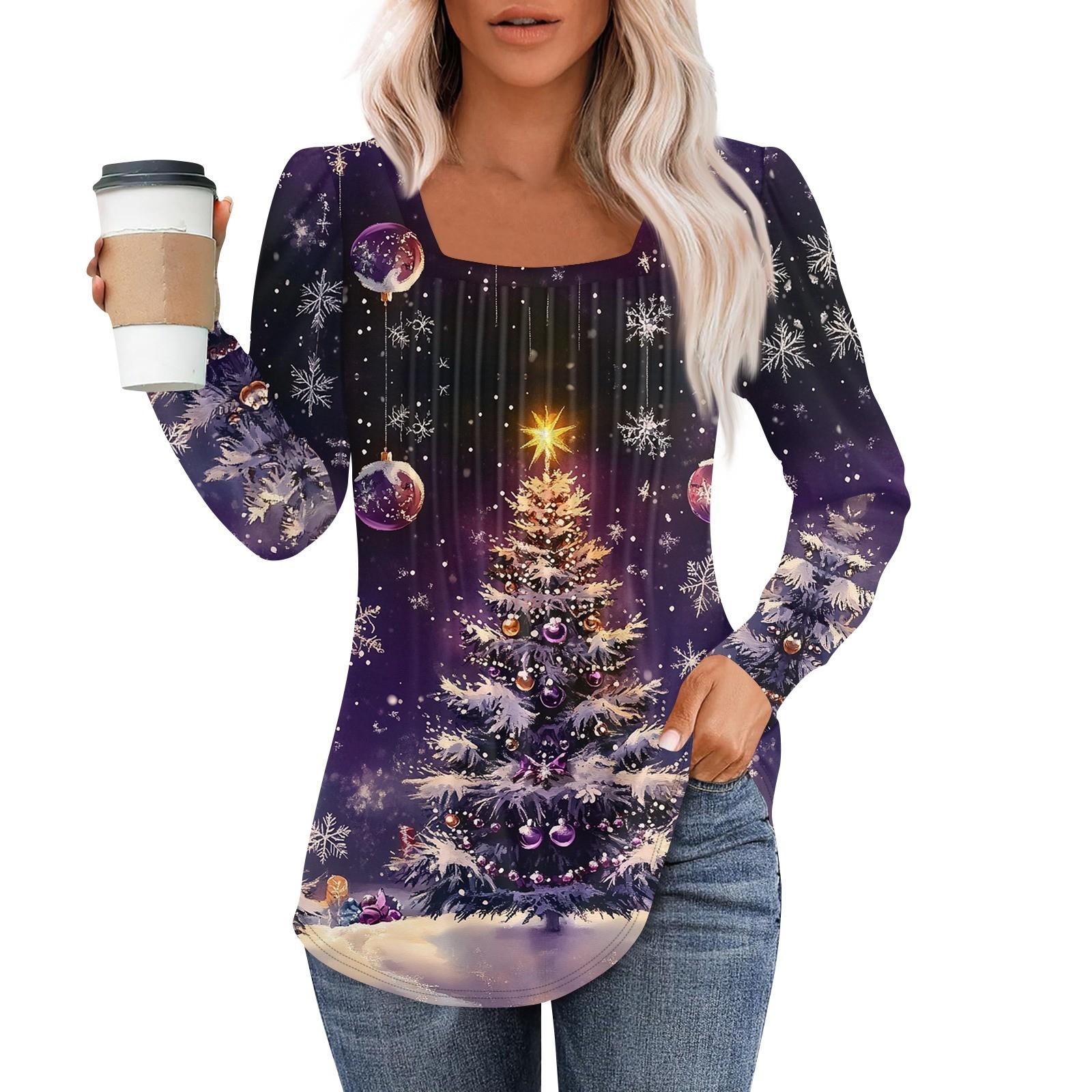 

Рубашки с длинным рукавом для женщин, топы, нарядные повседневные блузки, плиссированные туники с квадратным вырезом L фиолетовый