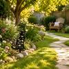2er-Pack Outdoor-Gartenstecker Katzenmotiv Metall-Rasen-Dekorationen Hofkunst-Skulpturen mit Blumen- und Schmetterlingsmustern für Terrassen- und Gartendekoration