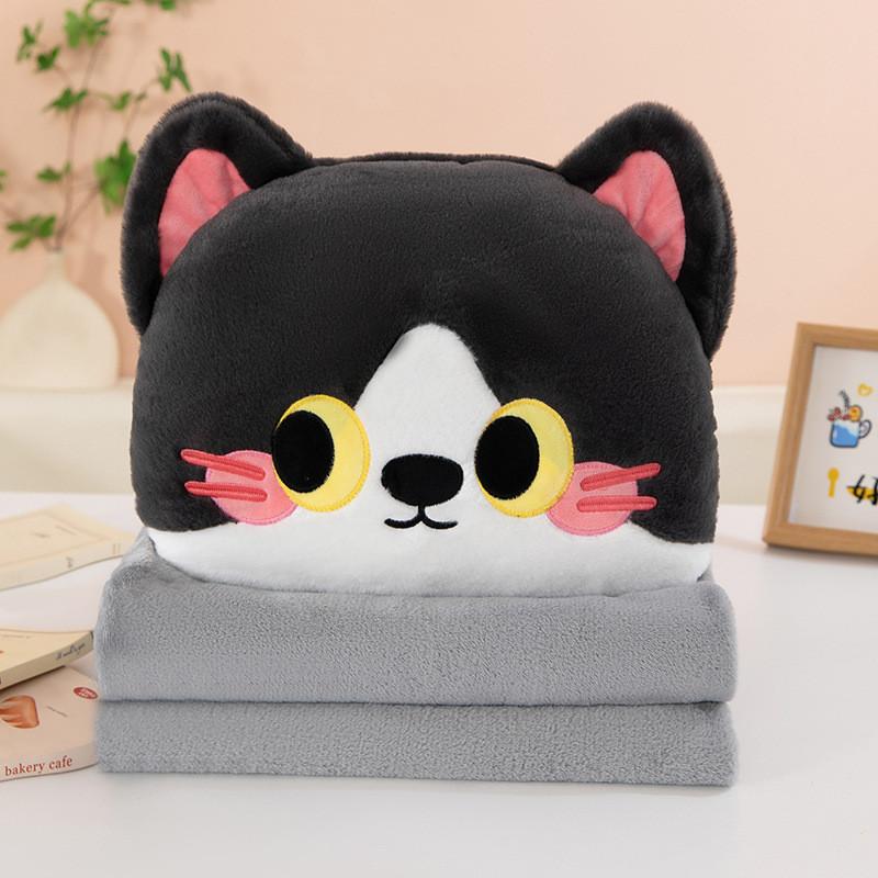 Cartoon Cat Plush Pillow Blanket With Soft Pp Cotton For Home Comfort And Giftgiving