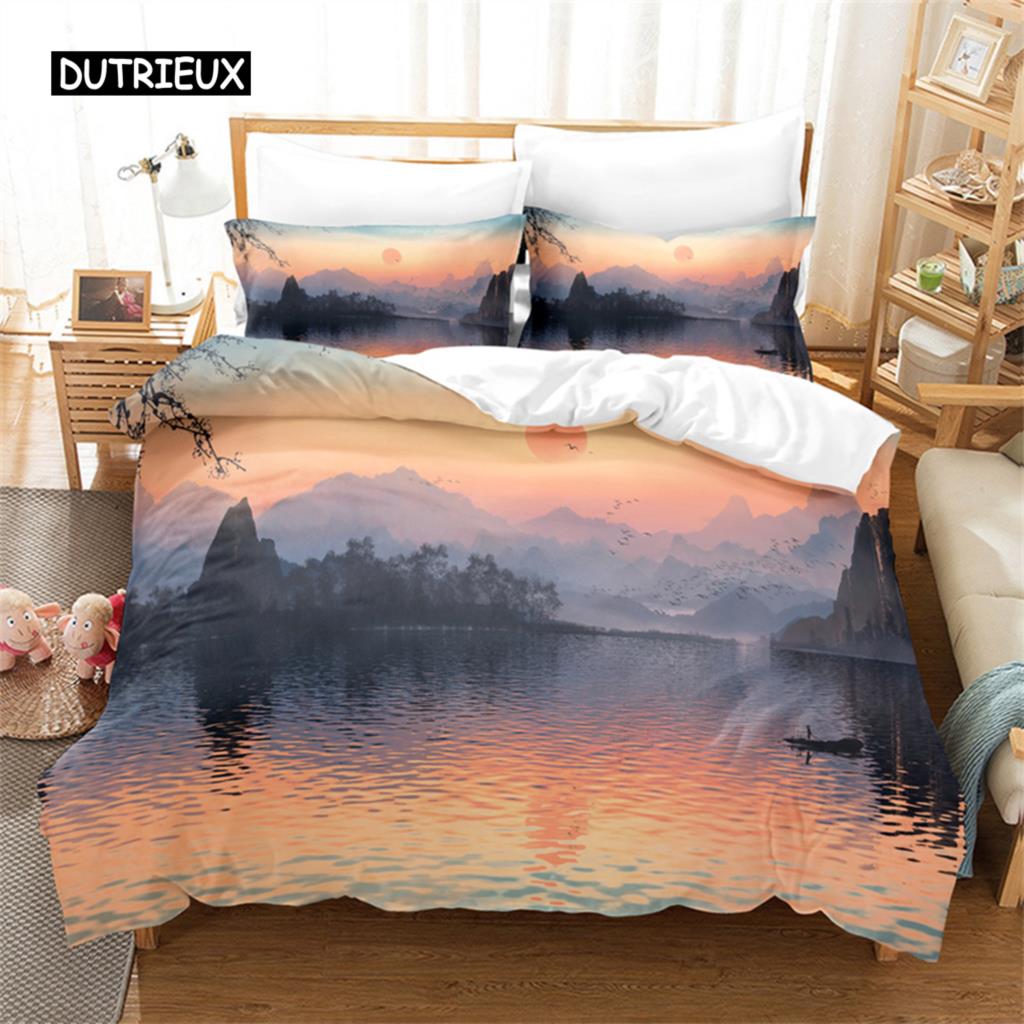 

Луна Ночная Сцена King Queen Пододеяльник Красный Темное Небо Закат Облака Комплект Постельного Белья Подростки Взрослые Лес 2/3 шт Полиэстер Пододеяльник EU single(135x200cm)