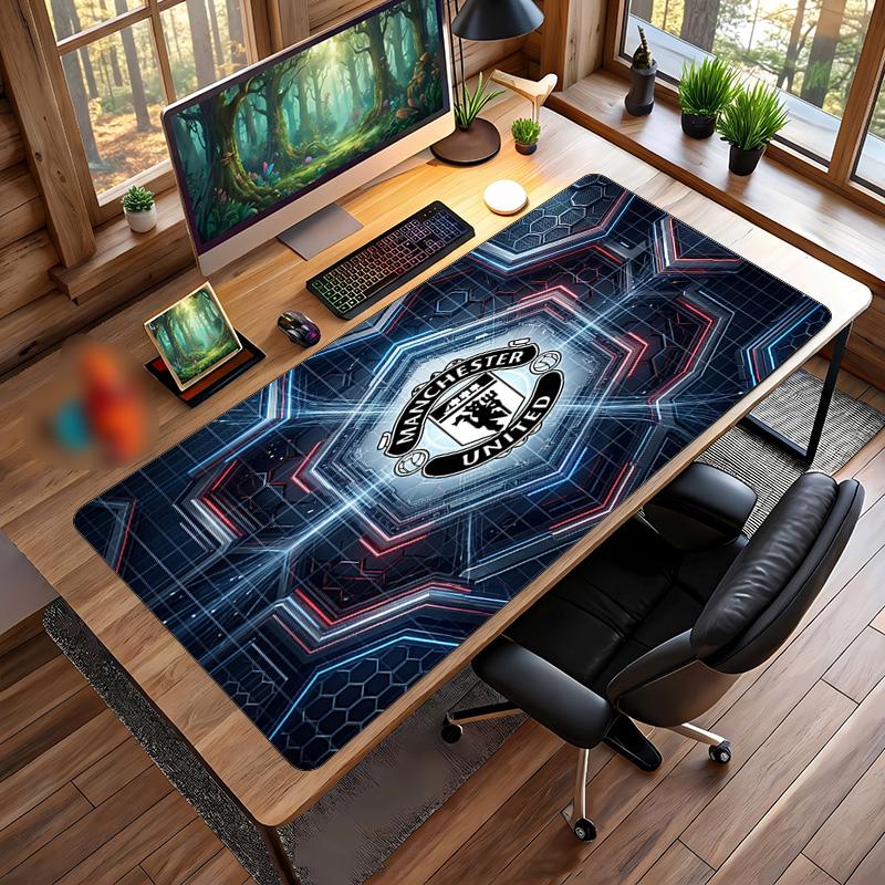 Tappetino Mouse Grande Stampato Manchester United, Tappetino da Scrivania Morbido in Gomma Antiscivolo per Gaming, Decorazione per Ufficio, Laptop, Computer