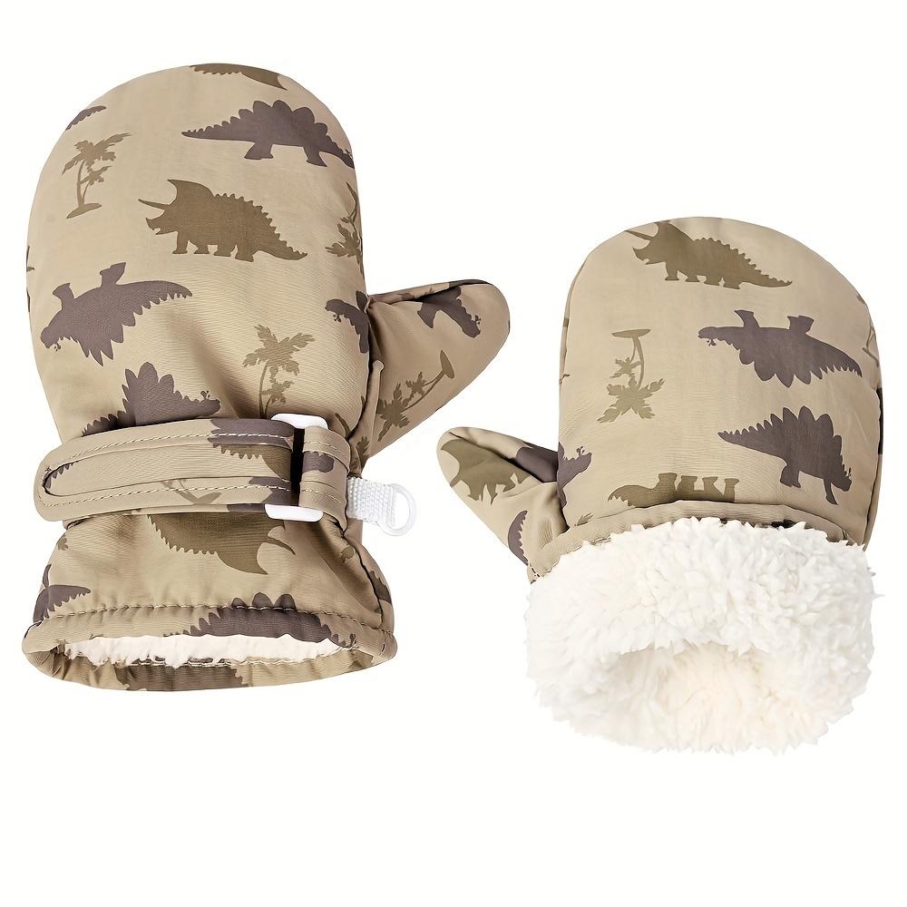 

1 пара детских варежек, зимние уличные быстросохнущие перчатки для мальчиков и девочек, легко надеваемые бархатные теплые варежки для детей S хаки