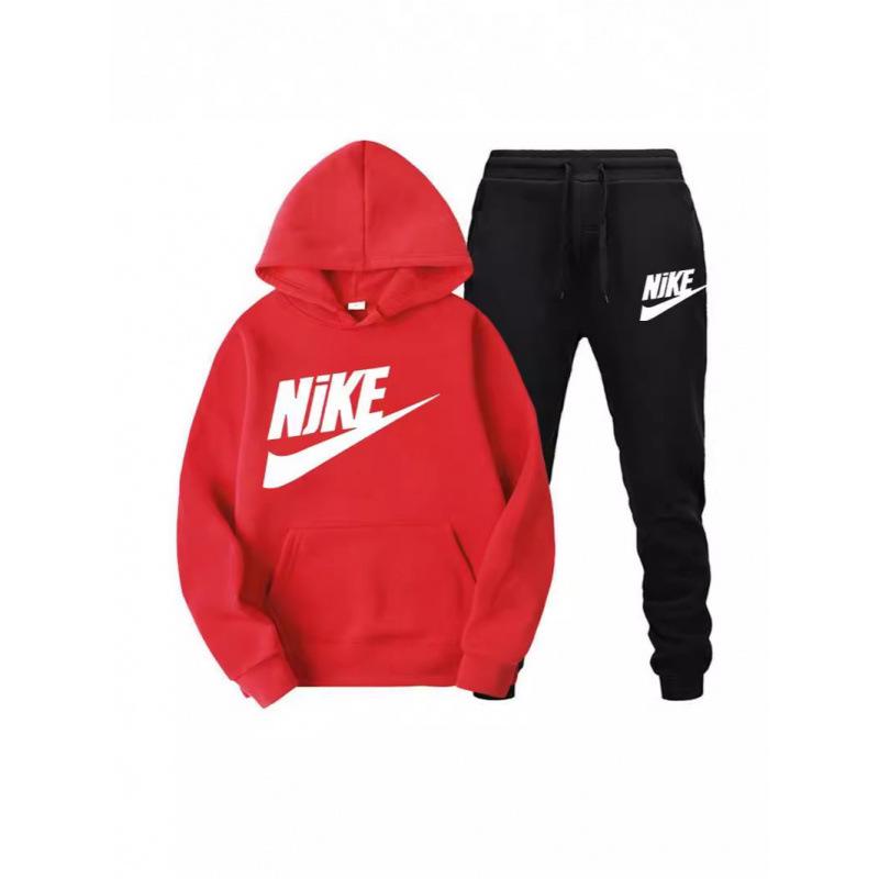 Modny zestaw unisex z nadrukiem: bluza z kapturem i spodnie dresowe