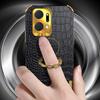 Crocodile Texture Phone Case for Honor X7a 4G/5G,PU Leather Coated TPU 6D Electroplated Cover with Ring Kickstand
