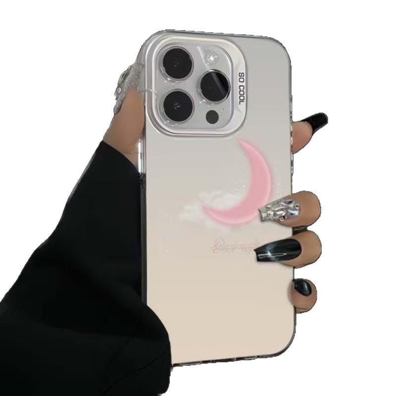 Trendy Drop-Proof Pink Moon iPhone Case for iPhone 17, 16, 15 Pro, 13 Pro Max, and 12X