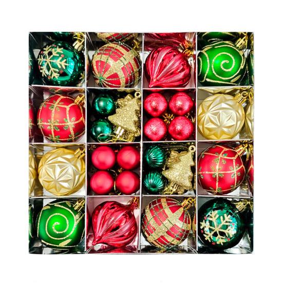 Christmas Ornaments Set Shatterproof Plastic Baubles Snowflakes Stars Hanging Ornament for Xmas Tree Holiday