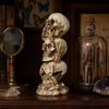Decorative Bone Sculpture Stacked Skull Heads Statue, Gothic Resin Figurine, See Speak Halloween Table Ornaments Hear No Evil Skulls for Decoration